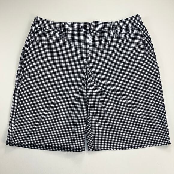 Talbots Perfect Short 10.5” Navy White Gingham Check Chino Shorts Size 14 - Picture 1 of 10